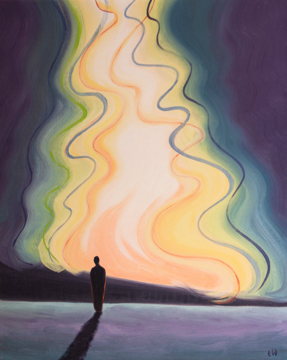Når vi møter Guds herlighet, er vi kalt til å omvende oss fra våre synder, 2002 (olje om bord) av Elizabeth Wang