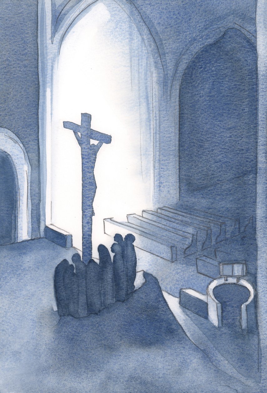 Ved messen ofrer vi i takksigelse et hellig og levende offer, 2001 (w/c på papir) av Elizabeth Wang