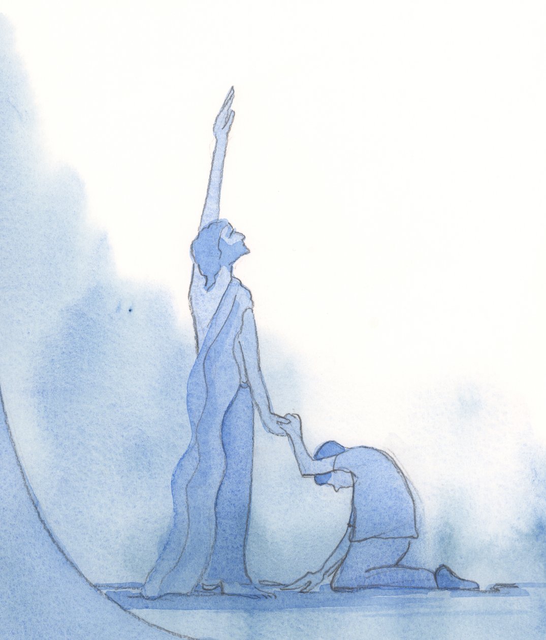 Kristus, den syndfrie Gud-mannen, er syndernes forkjemper, 2002 (w/c på papir) av Elizabeth Wang