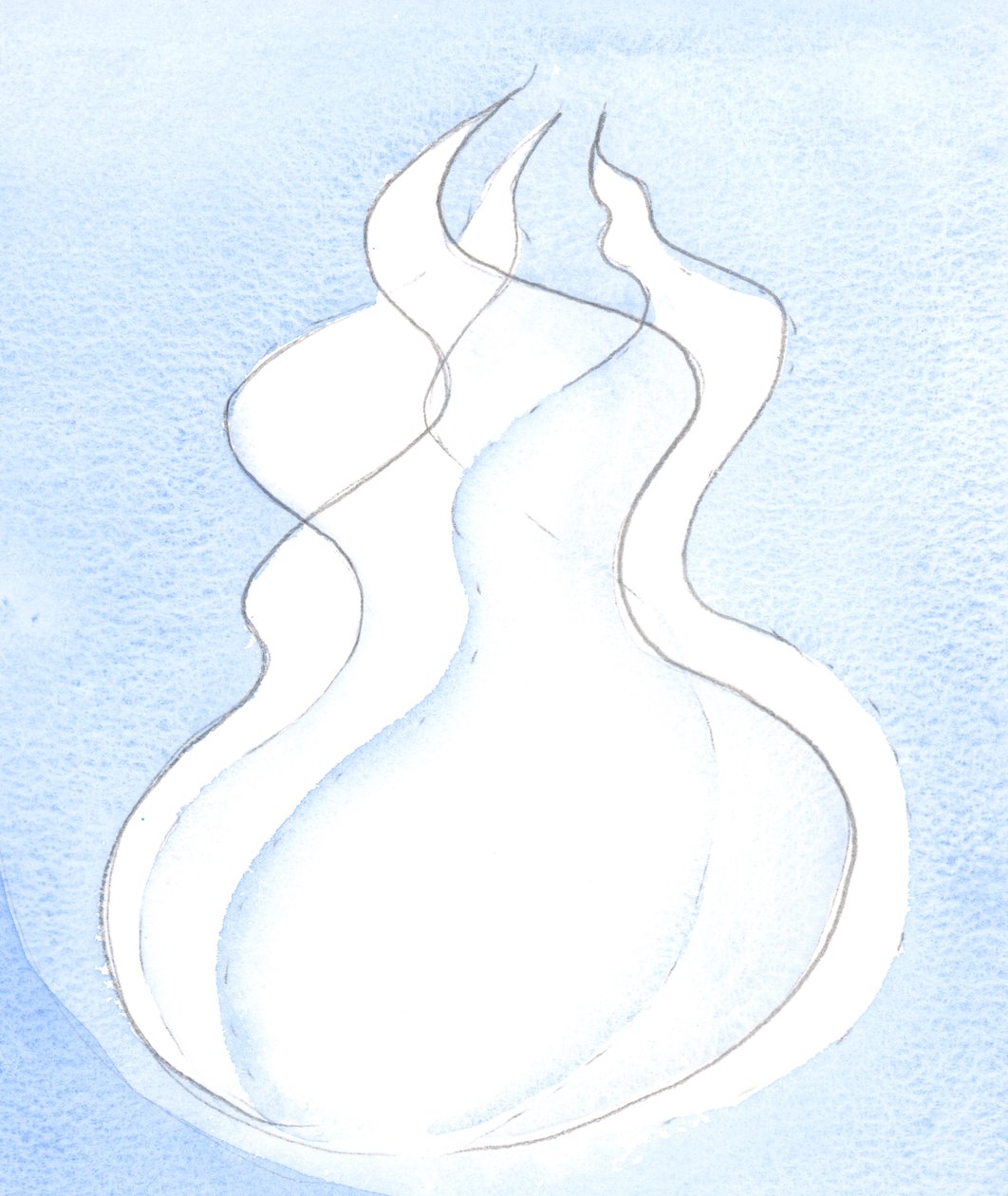 Hver guddommelig person, hver flamme, har den samme guddommelige natur. Sammen er de én Gud, én ild, 2002 (w/c på papir) av Elizabeth Wang