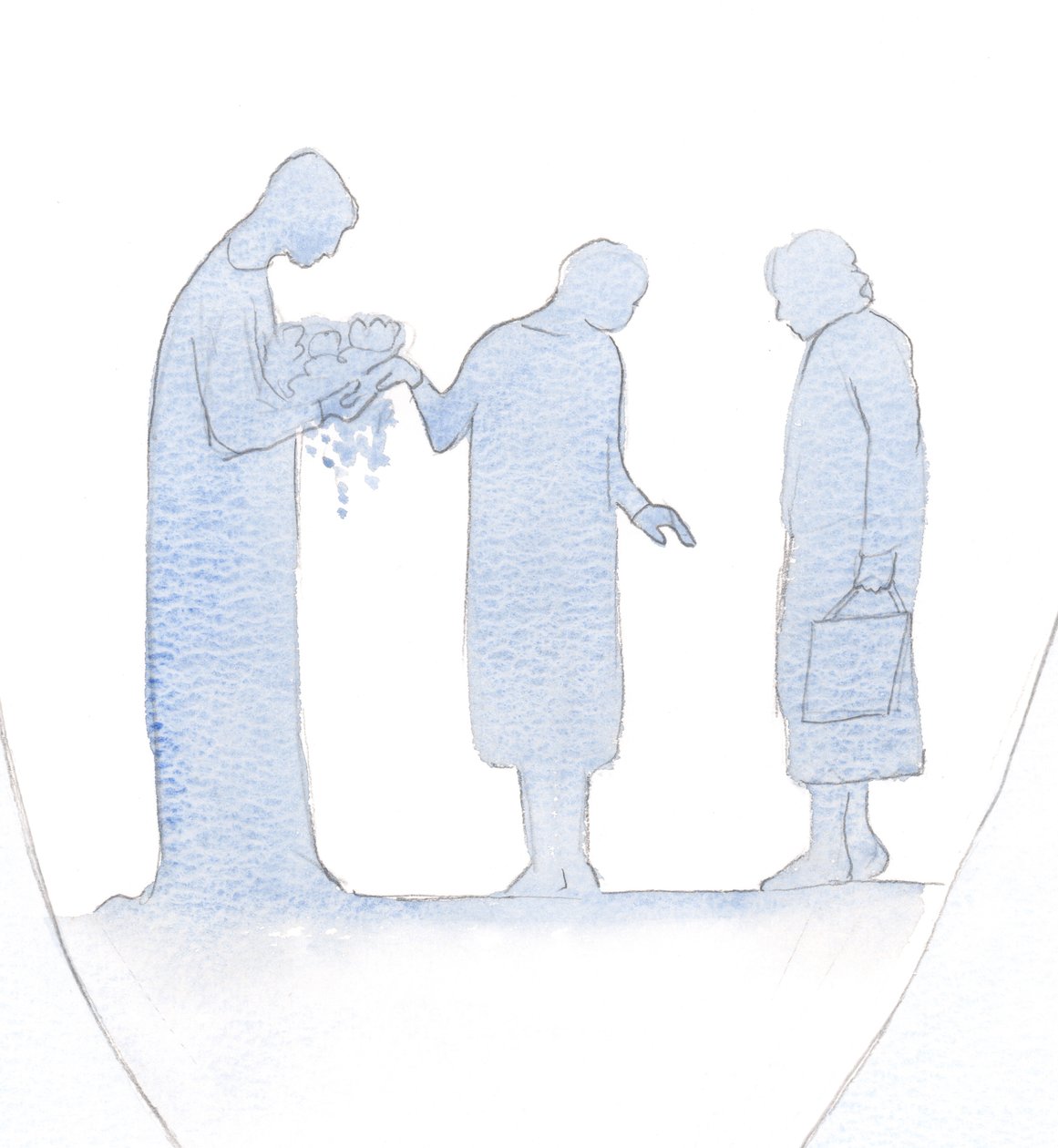 Hver gang vi ber Kristus om å belønne en snill neste, gir han fantastiske gaver til denne personen, gjennom vår bønn., 2000 (w/c på papir) av Elizabeth Wang