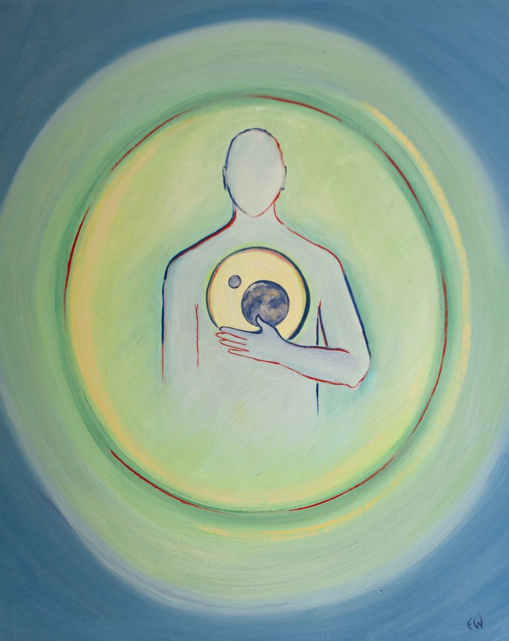 Fra Guds hjerte har alt som eksisterer oppstått, 2003 (olje om bord) av Elizabeth Wang