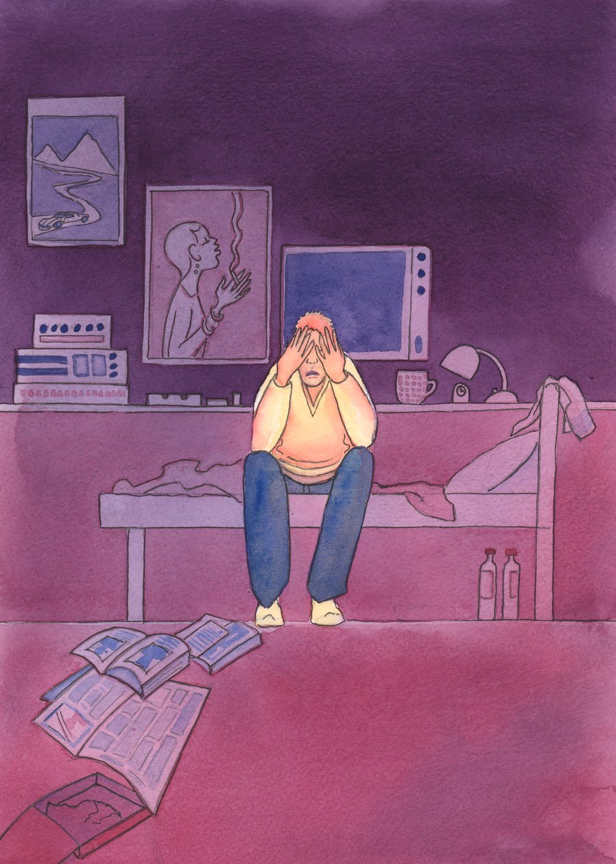 Gud ser fra himmelen hver vår tanke, ord og gjerning, 2004 (w/c på papir) av Elizabeth Wang