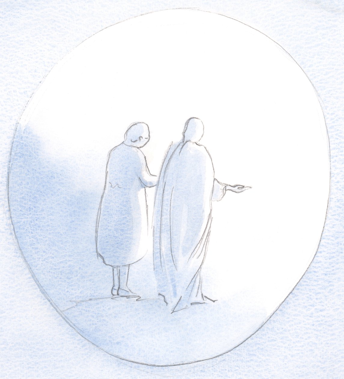 Han var ved siden av meg og rakte ut hånden for å hjelpe og trøste andre uansett hvor jeg rakte ut hånden til dem., 2001 (w/c på papir) av Elizabeth Wang