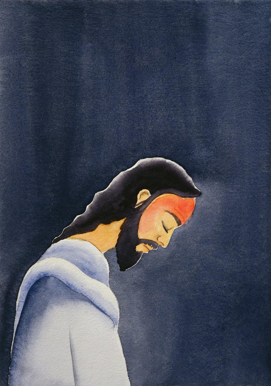 I sin smerte ber Jesus i Getsemane til sin far, 2006 (w/c på papir) av Elizabeth Wang