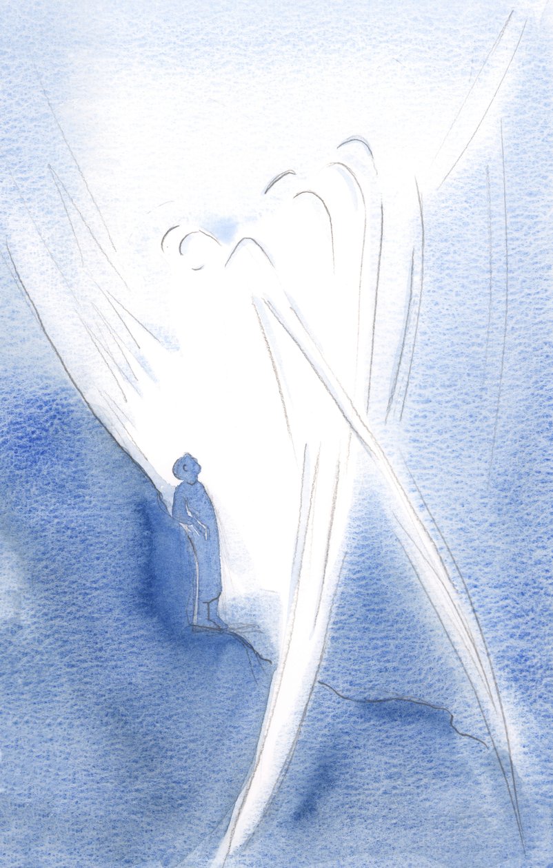 I sin ømhet løftet han min sjel med engler, i lovprisningen av den hellige treenighet, 2000 (w/c på papir) av Elizabeth Wang
