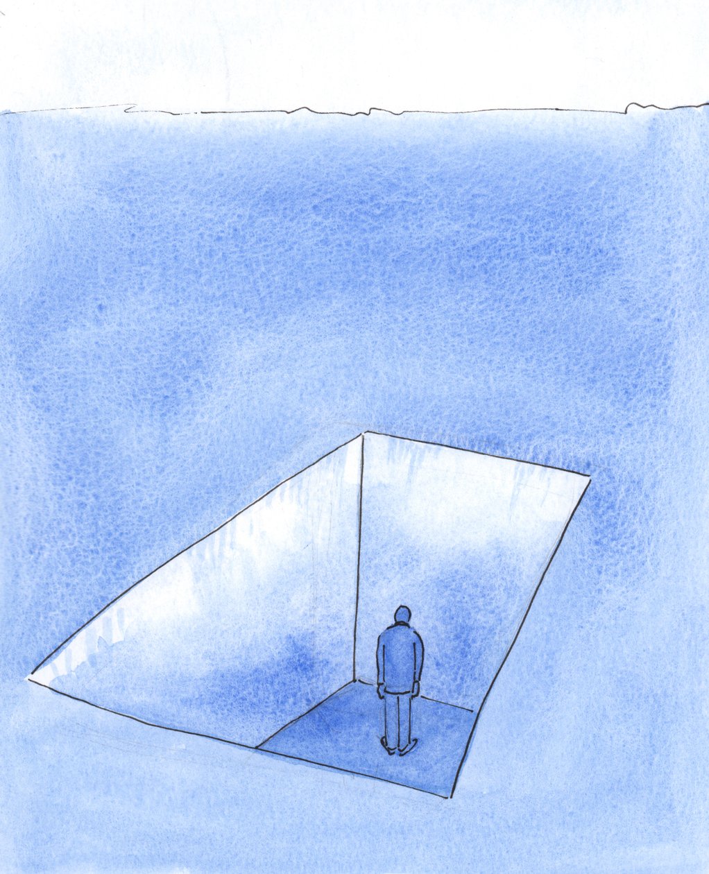 Det kan skje at noen finner seg selv så isolert og ulykkelig, gjennom sine feil og mye beklagede avgjørelser, 2004 (w/c på papir) av Elizabeth Wang