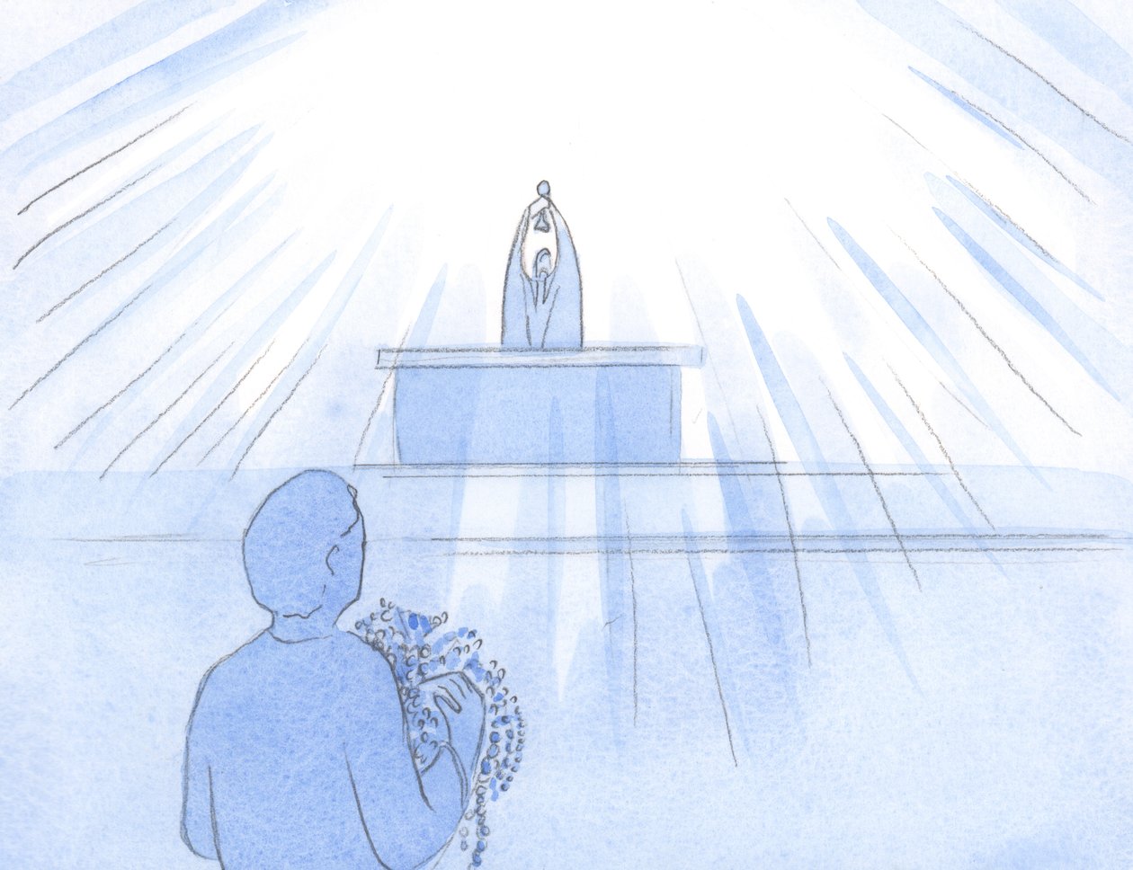 Det virket som om vi bærer armer av perler og rubiner, for Gud Faderen: Jesus er vår takk, lovsang, oppreisning og bønn., 2000 (w/c på papir) av Elizabeth Wang