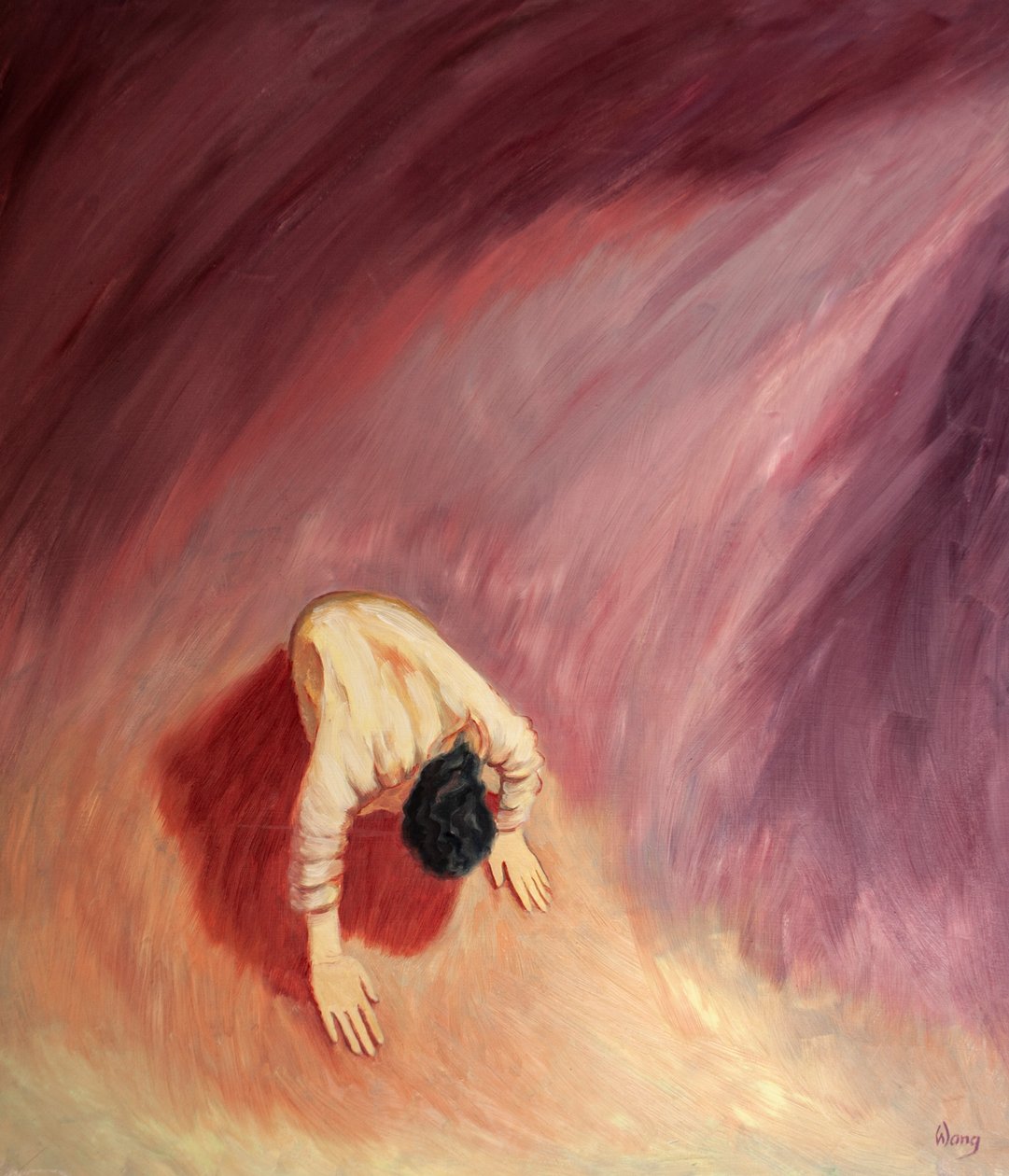 Jesus ba i smerte til sin himmelske Fader i Getsemane hage, 2000 (olje om bord) av Elizabeth Wang
