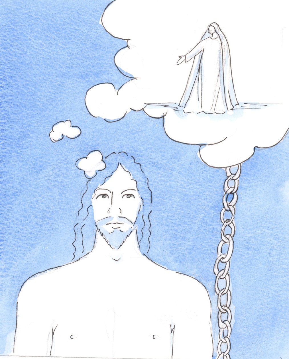 Ingen var nærmere Jesus enn hans hellige mor Maria, den velsignede jomfru, 2003 (w/c på papir) av Elizabeth Wang