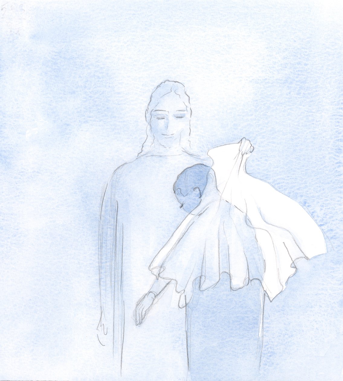 En dag, i min sjel, holdt han frem et bryllupsslør, 2000 (w/c på papir) av Elizabeth Wang