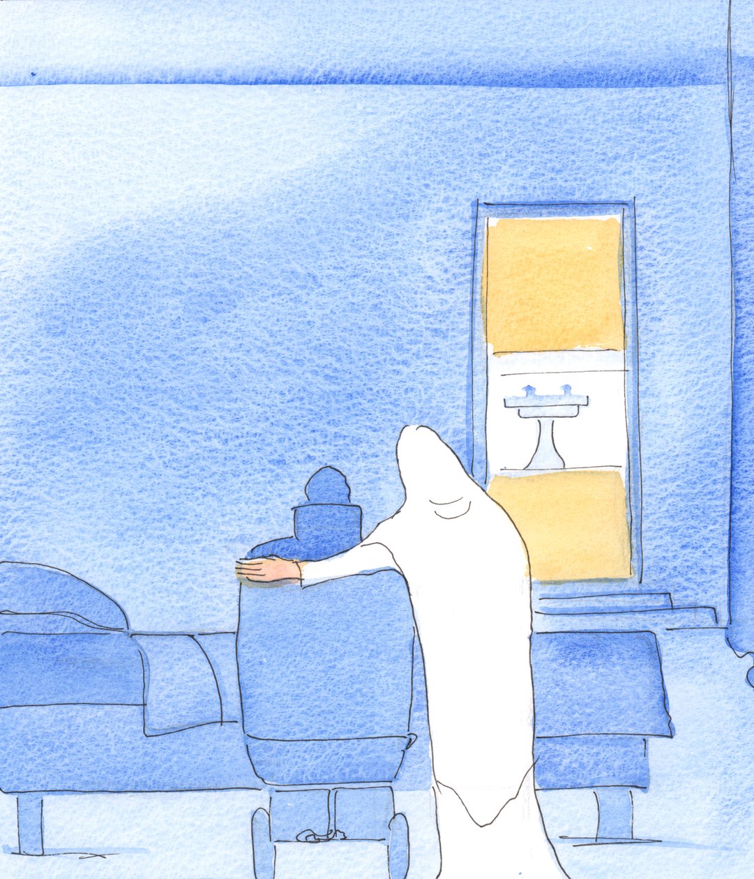 Vår Frue kommer for å hjelpe oss i våre vanskeligheter, 2003 (w/c på papir) av Elizabeth Wang