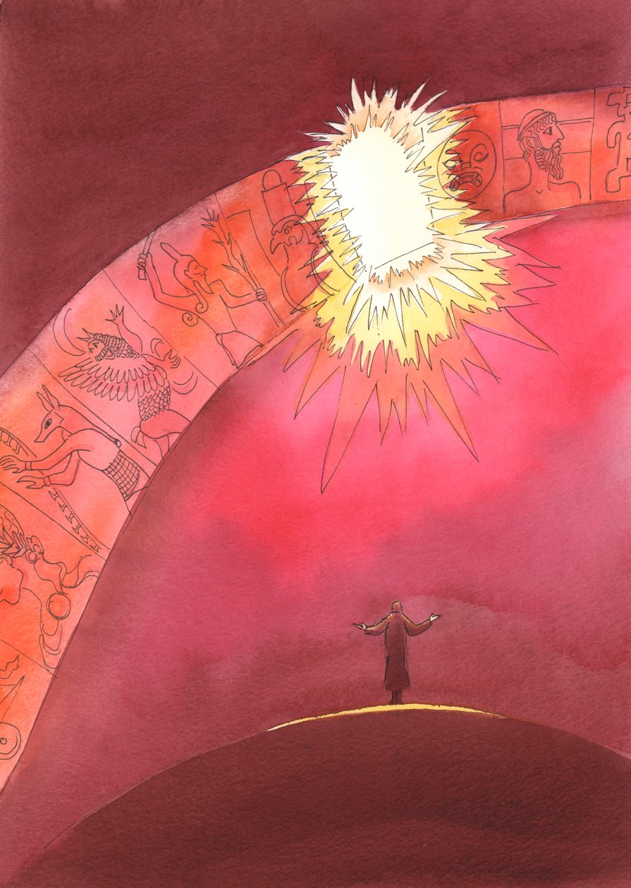 Folk har mange ideer om Gud, men bare Jesus - som et vindu mot himmelen - gir oss direkte tilgang til Gud Faderen, 2004 (w/c på papir) av Elizabeth Wang