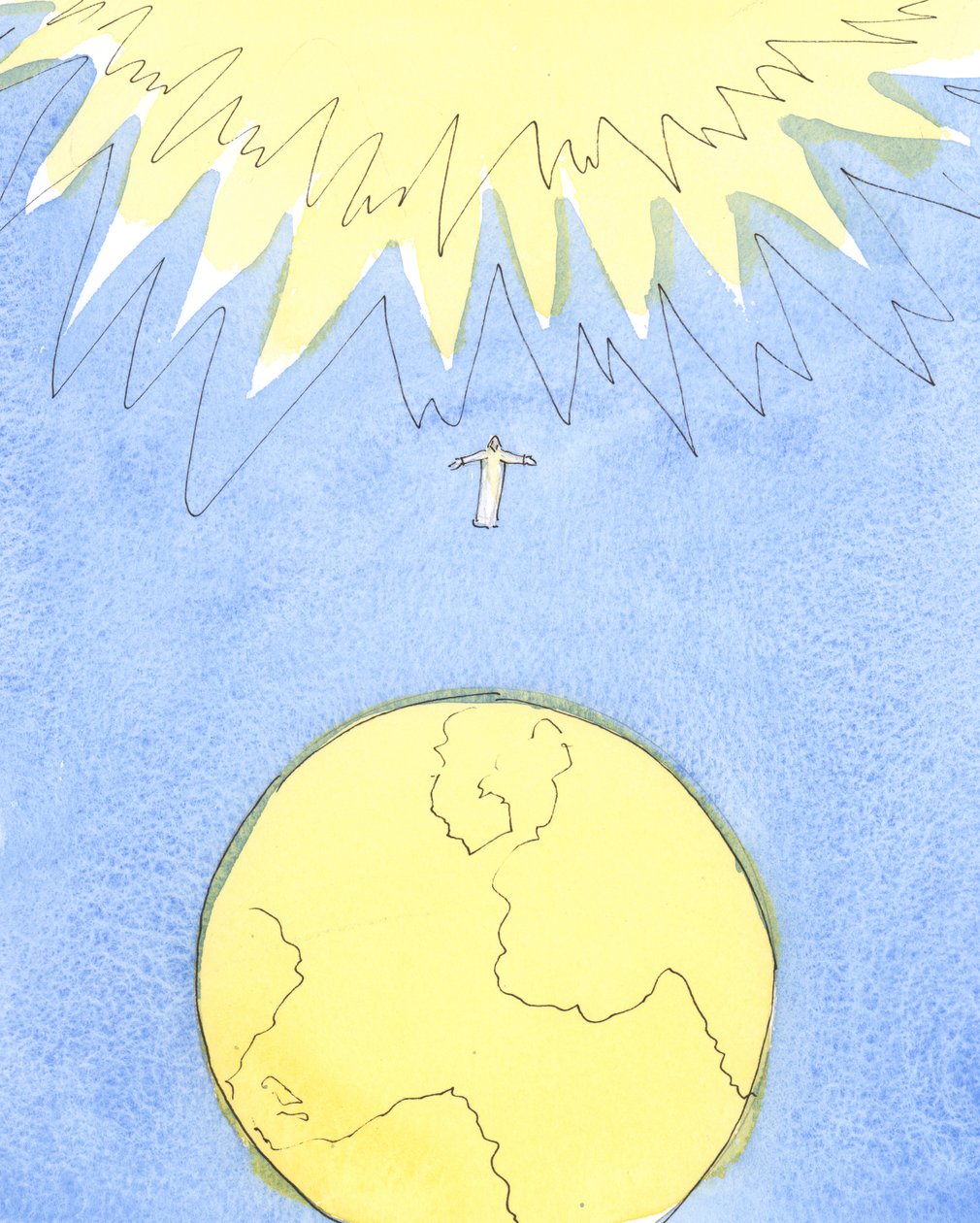 Mennesker over hele verden trenger å høre de fantastiske nyhetene om Jesus Kristus, og hele frelsesplanen, 2004 (w/c på papir) av Elizabeth Wang