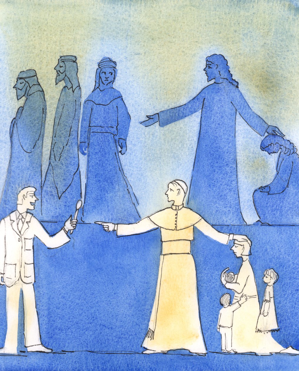 Pave Johannes Paul II har vært Kristus-lignende ved fryktløst å snakke sannheten om moral, 2006 (w/c på papir) av Elizabeth Wang