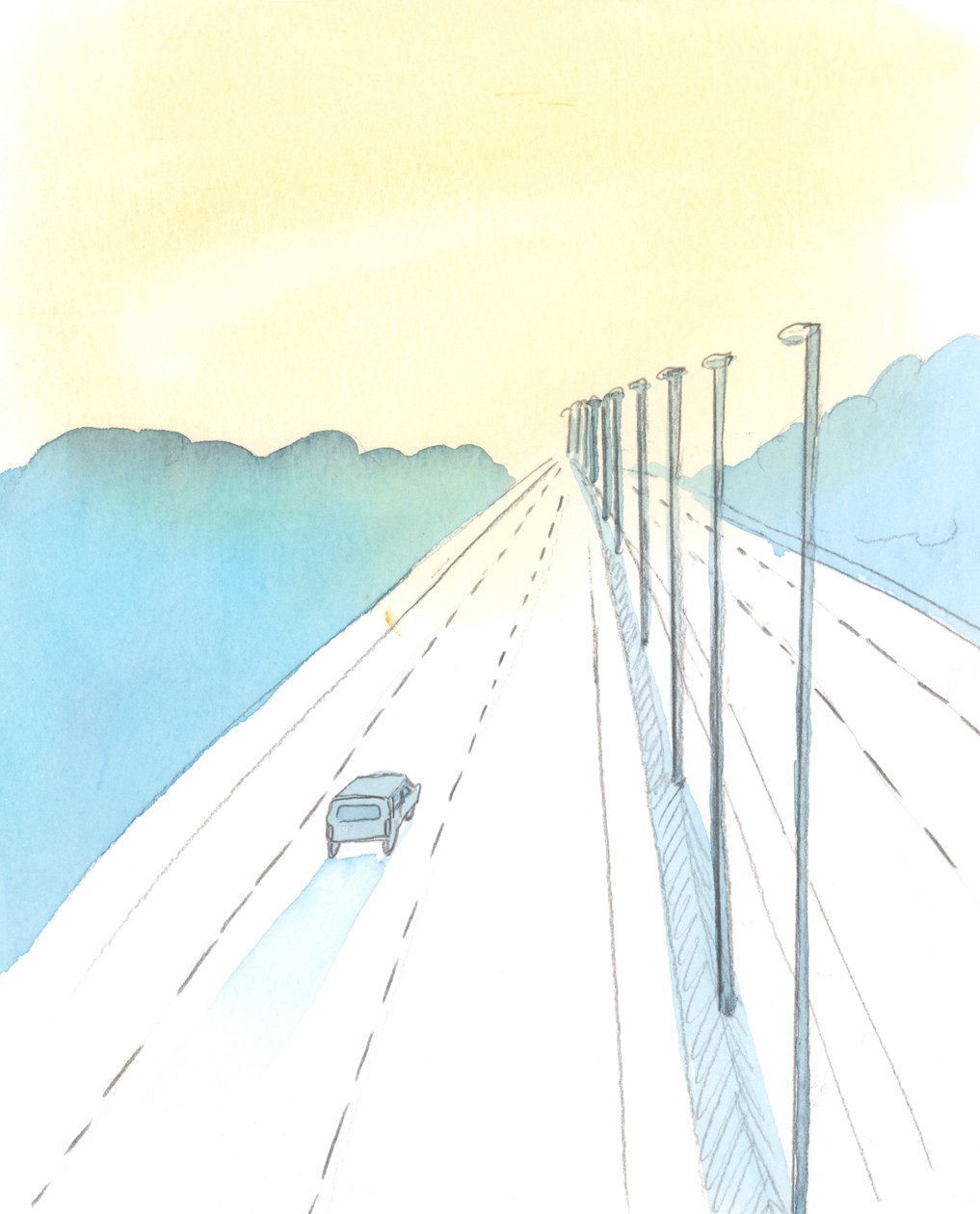 Noen som følger en ydmyk, stille, utholdende måte for bønn og trofasthet til Gud, er på vei til himmelen, 2004 (w/c på papir) av Elizabeth Wang