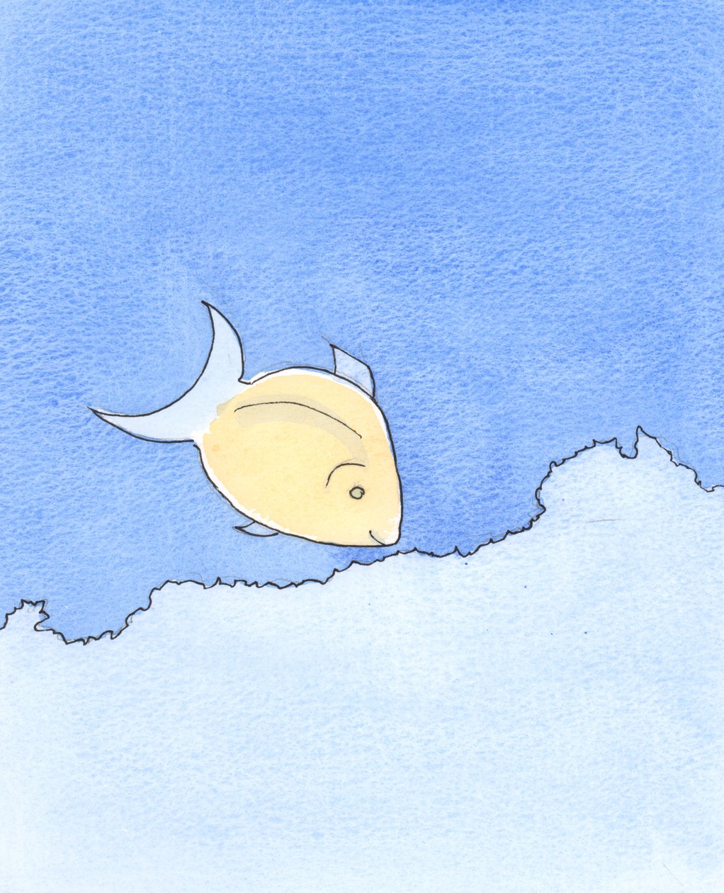 Noen som søker ivrig etter nye andakter er som en fisk som leter etter mat, dag etter dag, på Barrier Reef, 2003 (w/c på papir) av Elizabeth Wang