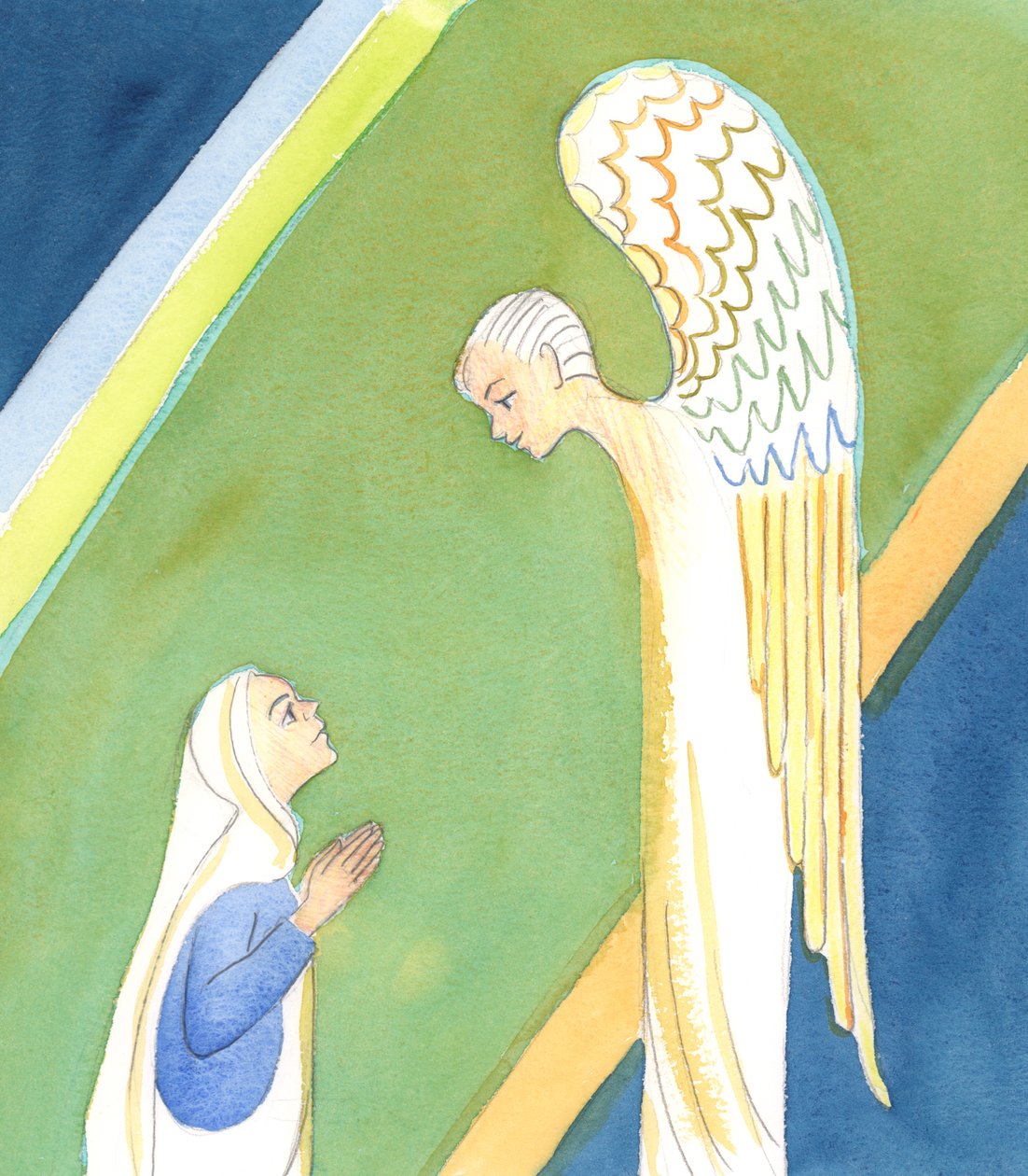 Engelen sa til Maria: «Frykt ikke, Maria, for du har funnet nåde hos Gud», 2005 (akvarell på papir) av Elizabeth Wang