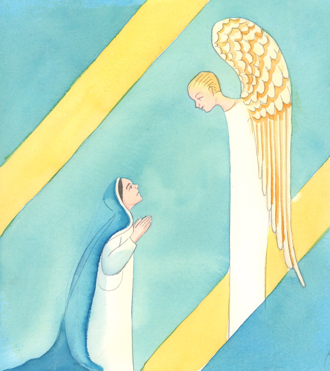 Engelen sa til Maria: «Frykt ikke, Maria, for du har funnet nåde hos Gud», 2005 (akvarell på papir) av Elizabeth Wang