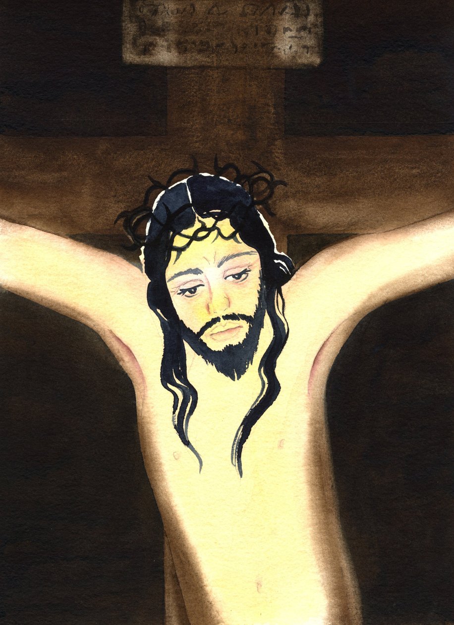 The Crucifixion, 2001 (w/c på papir) av Elizabeth Wang