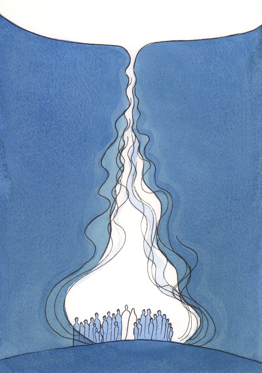 The Great Flame of prayer., 2001 (w/c på papir) av Elizabeth Wang