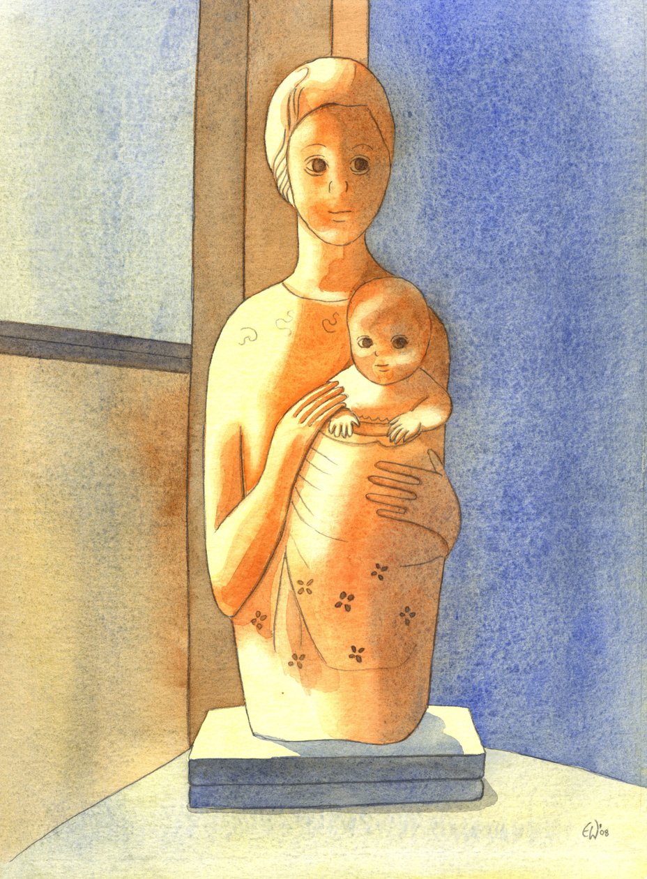 The Virgin and Child, 2001 (w/c på papir) av Elizabeth Wang