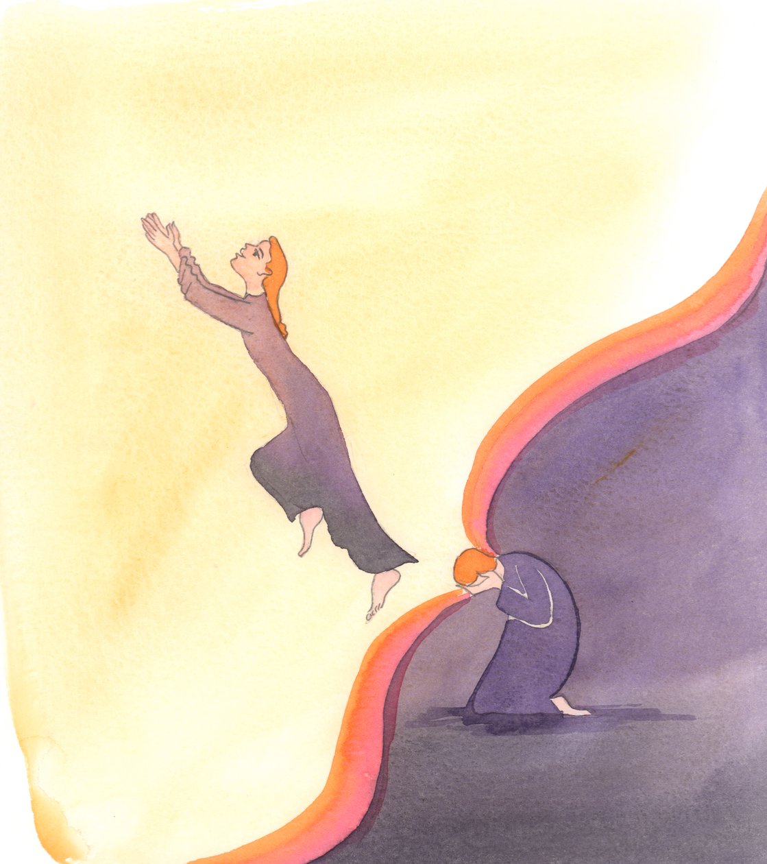 Den indre verden i sjelen som vi går inn i gjennom bønn er større enn det fysiske universet der vi er midlertidig innesperret, 2000 (w/c på papir) av Elizabeth Wang