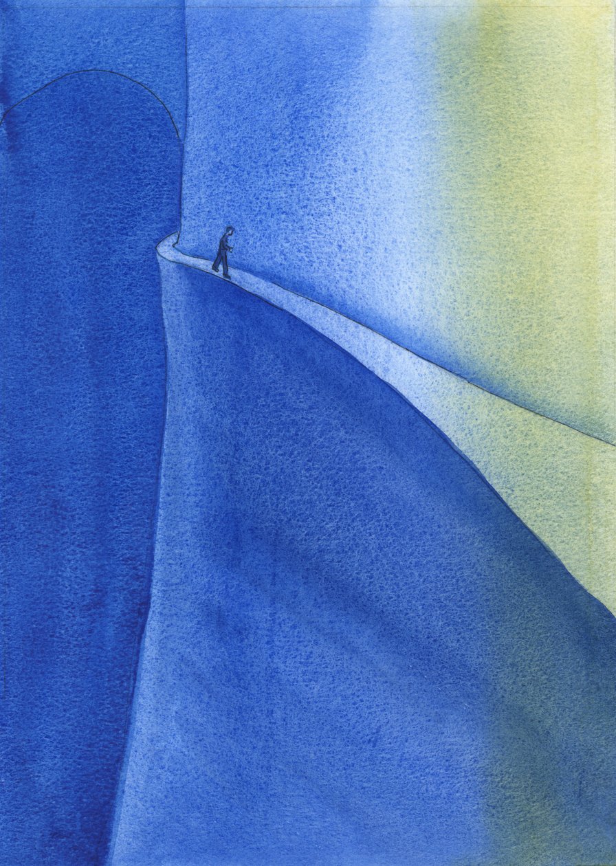 Troens reise fører til lys og glede, men vi må passe på å ikke falle inn i mørket gjennom uforsiktighet eller stolthet, 2004 (w/c på papir) av Elizabeth Wang