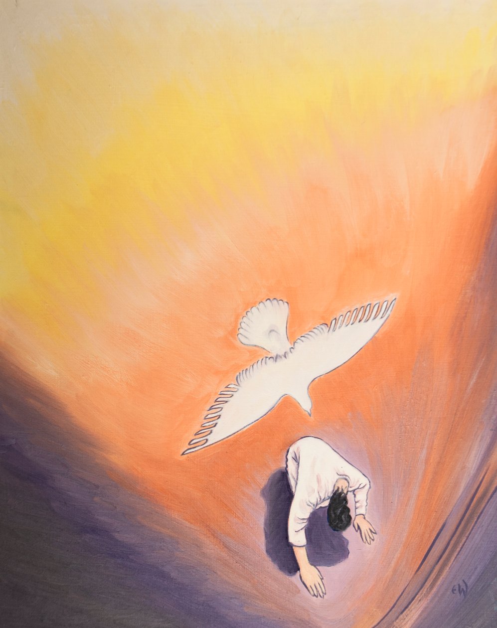 Den samme Ånden som trøstet Kristus i Getsemane kan trøste oss, 2002 (olje om bord) av Elizabeth Wang
