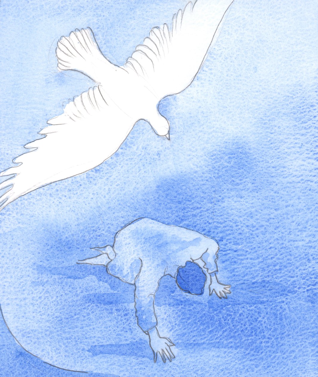 Den samme Ånden som trøstet Kristus i Getsemane kan trøste oss, 2002 (w/c på papir) av Elizabeth Wang