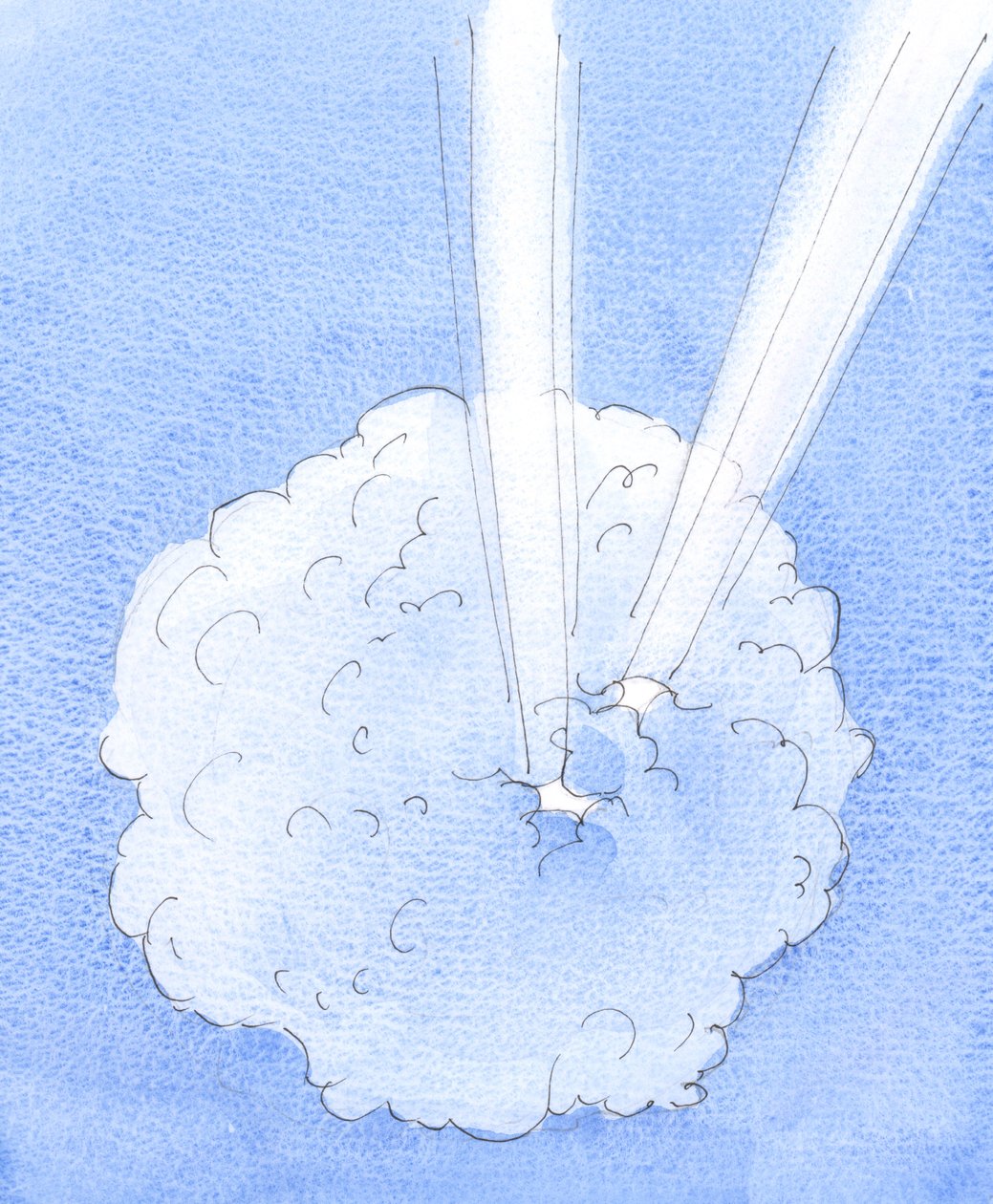 Syndene og egenkjærligheten som vises i vår verden dekker vår verden som en altomsluttende sky, 2005 (akvarell på papir) av Elizabeth Wang