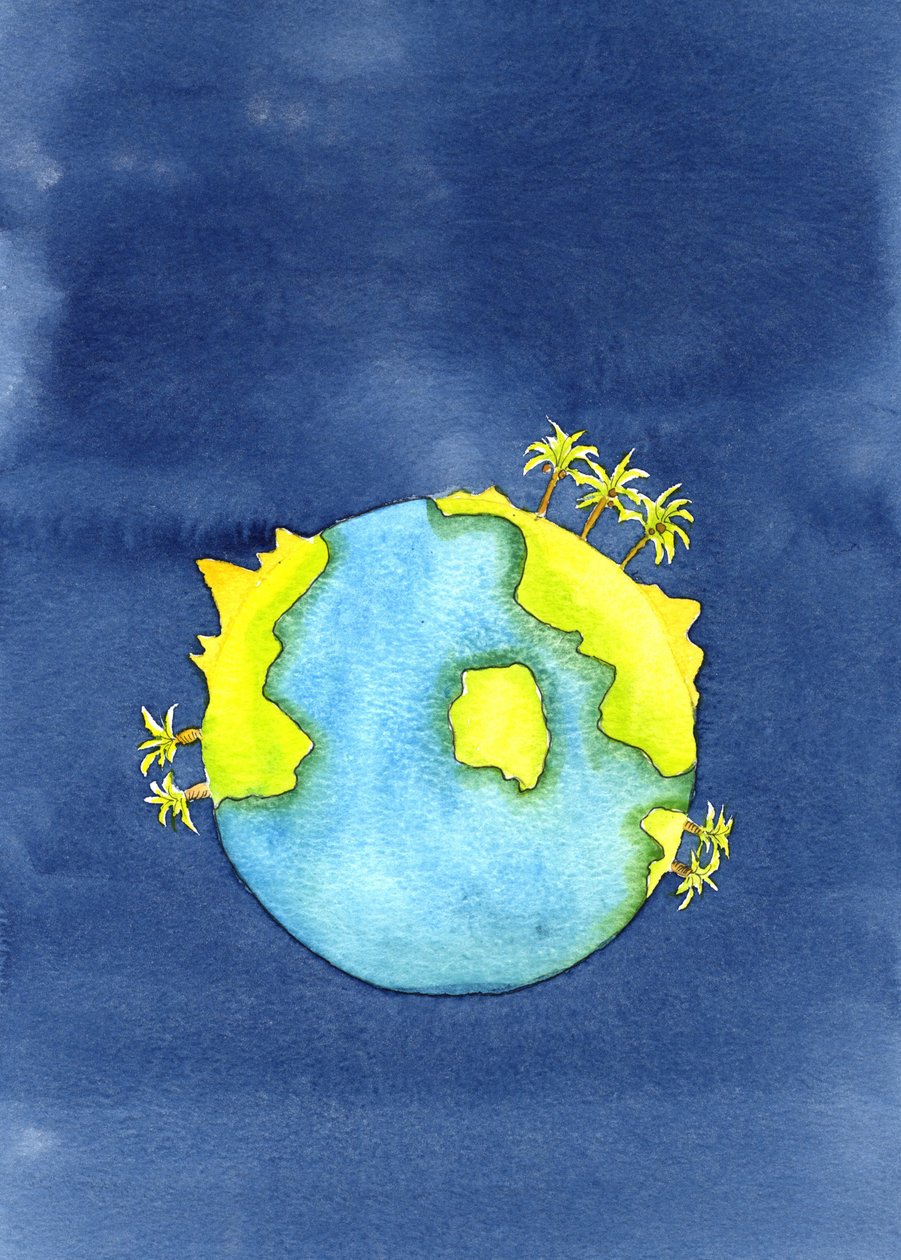 Verket med Guds skaperverk, før han skapte mennesker, 2001 (w/c på papir) av Elizabeth Wang