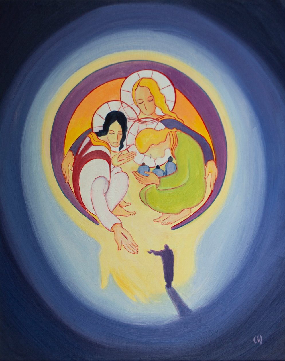 Gjennom omvendelse og tro på Kristus lar vi ham trekke oss inn i hjertet av den hellige treenighet, 2001 (olje om bord) av Elizabeth Wang