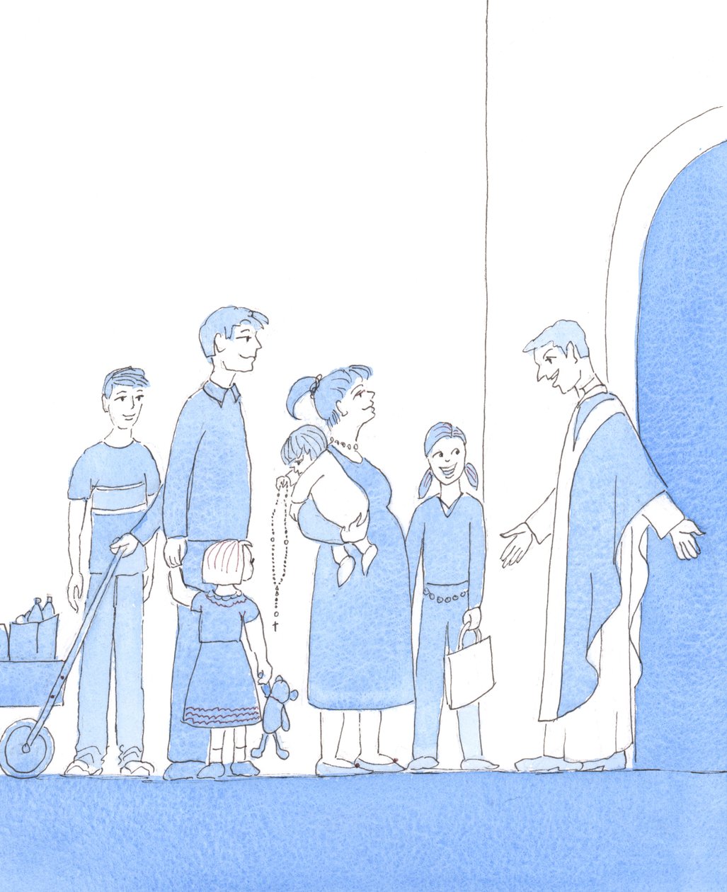 Kall har et «frøbed»: der familier tror og praktiserer troen, elsker Kristus og hans kirke, adlyder sine pastorer og oppdrar barna sine, slik de burde, til å verdsette sin åndelige arv, 2005 (akvarell på papir) av Elizabeth Wang