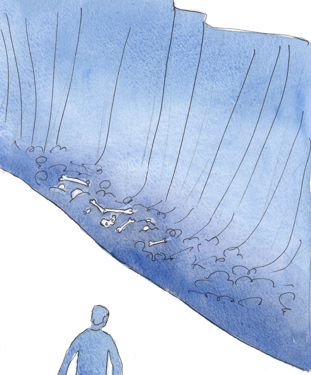 Vi har rett når vi snakker om å "falle" i synd, eller om faren for å falle "ned" i helvete, 2004 (w/c på papir) av Elizabeth Wang