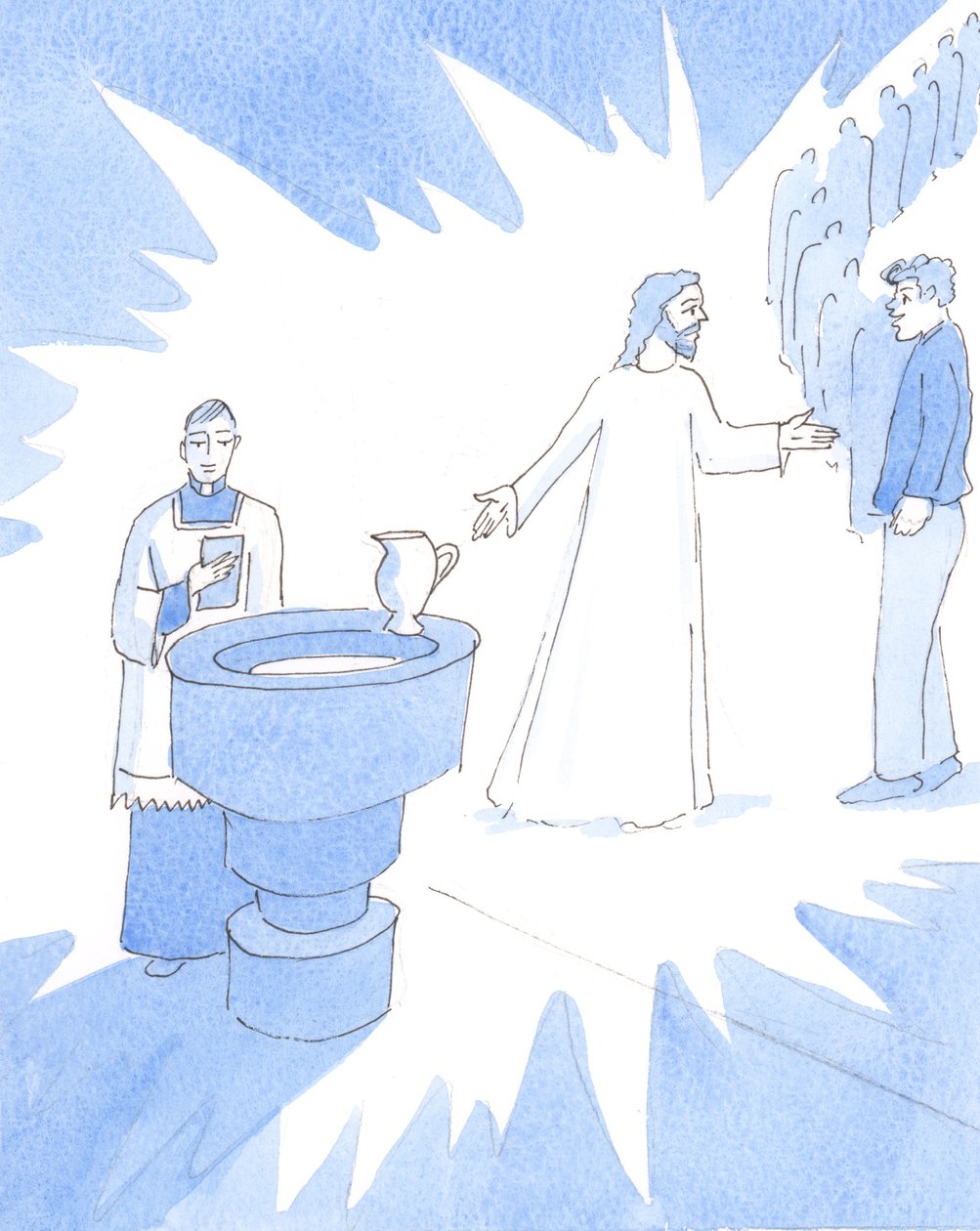 Vi må forklare det unike ved den kristne tro, og unngå «likegyldighet», 2005 (akvarell på papir) av Elizabeth Wang