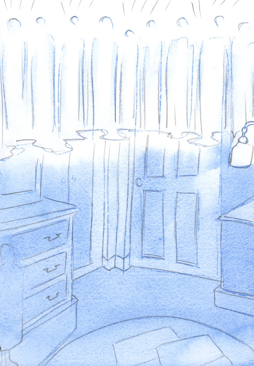 Vi som feirer gleden til alle de hellige, ved våre rosenkransbønner, er ikke langt unna våre venner i himmelen, 2002 (w/c på papir) av Elizabeth Wang