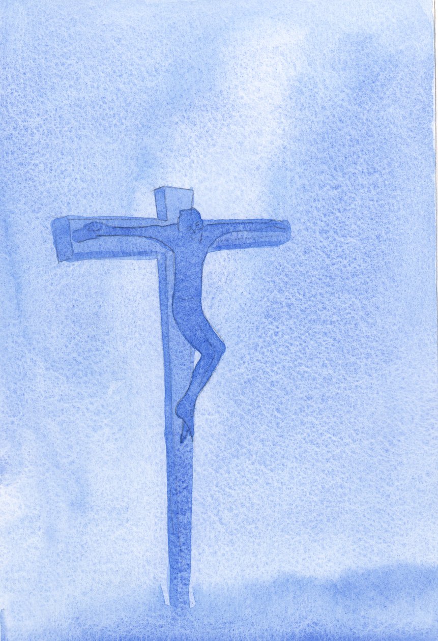 For et eksempel på ydmykhet ble gitt oss av Kristus på Golgata, der vår Gud viste bare tålmodighet, nestekjærlighet og tilgivelse, 2001 (w/c på papir) av Elizabeth Wang