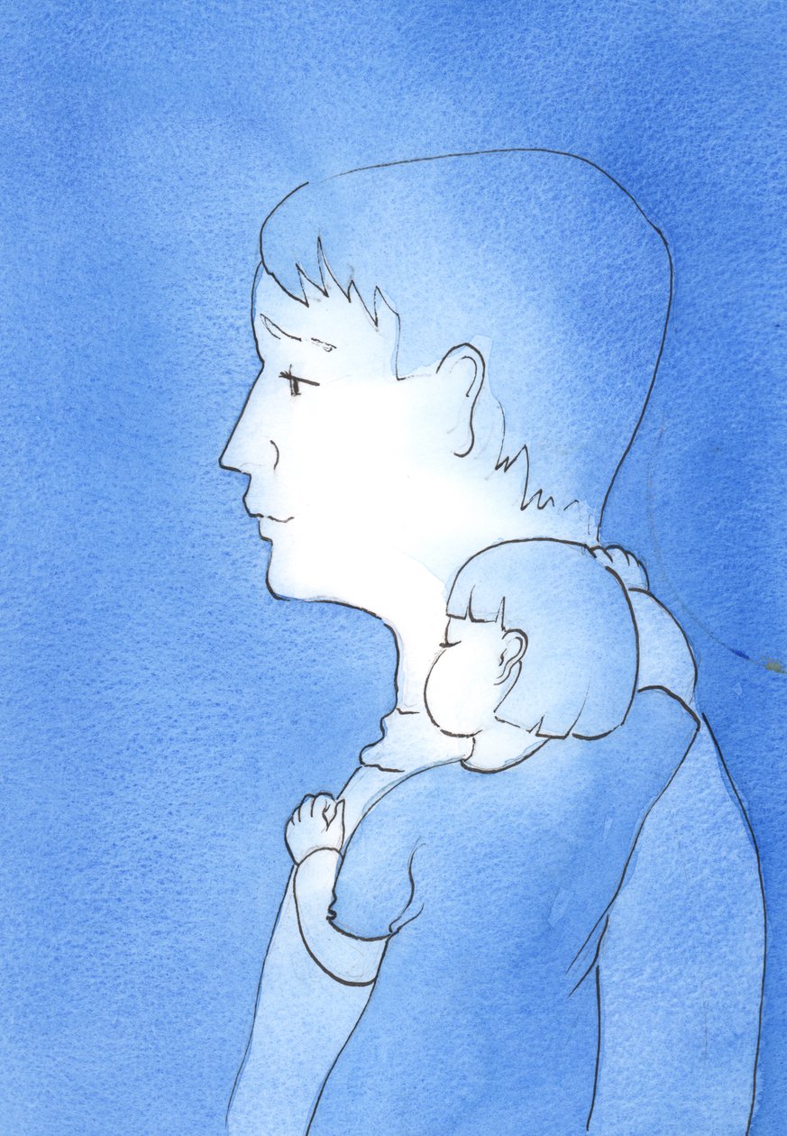Når noen hviler som et barn, i Faderens omfavnelse, i bønn, kan den personen ikke "se" mye nettopp på grunn av nærheten til denne foreningen, 2002 (w/c på papir) av Elizabeth Wang