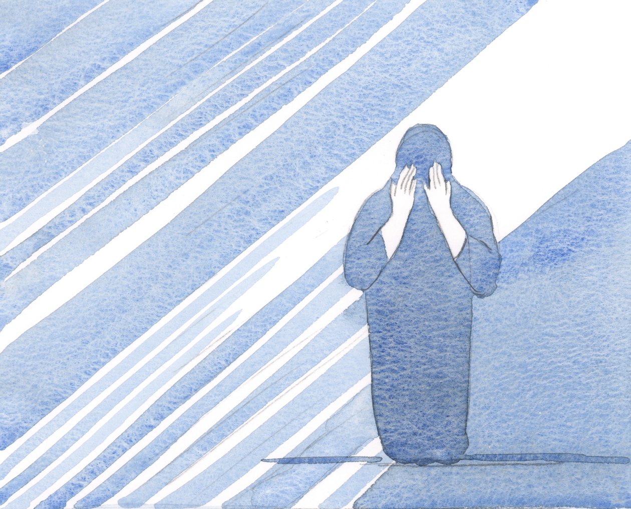 Når vi kommer til bønn, bevisste på vår svakhet, kommer Jesus til sjelen i herlighet, og beundrer vår ydmykhet og tillit, 2000 (w/c på papir) av Elizabeth Wang