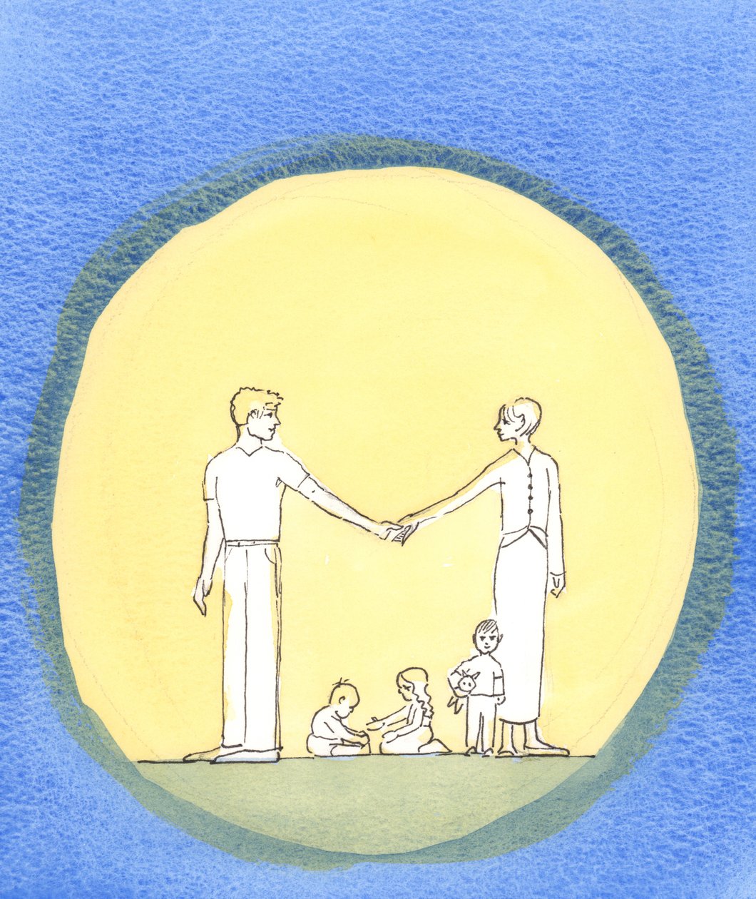 Der et ektepar virkelig elsker hverandre og elsker Gud, ønsker de å gjøre hans vilje, 2002 (w/c på papir) av Elizabeth Wang