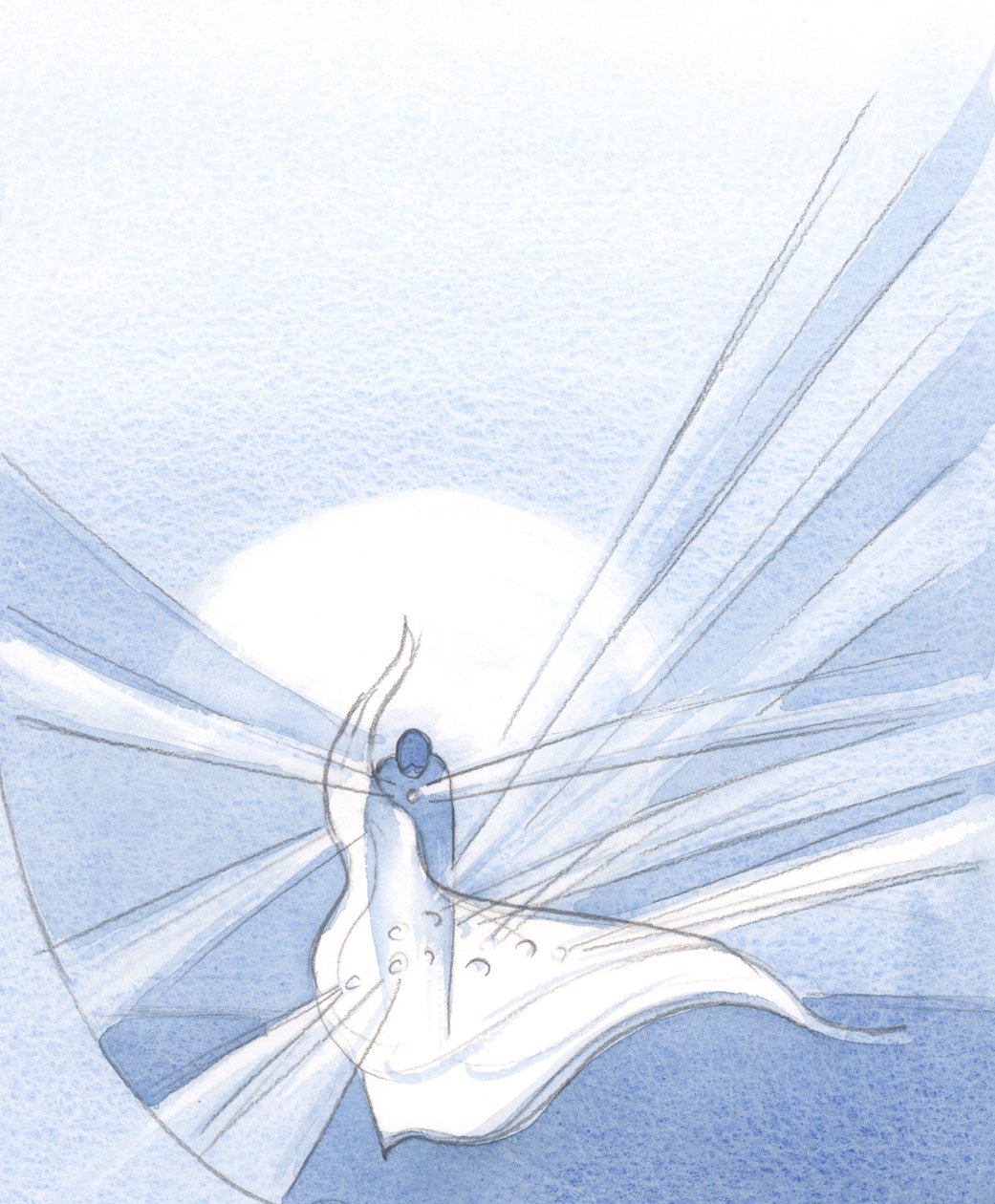 Der synden er tilgitt, skinner nå en nådens diamant ut, vakrere enn om vi ikke hadde syndet og omvendt oss., 2001 (w/c på papir) av Elizabeth Wang