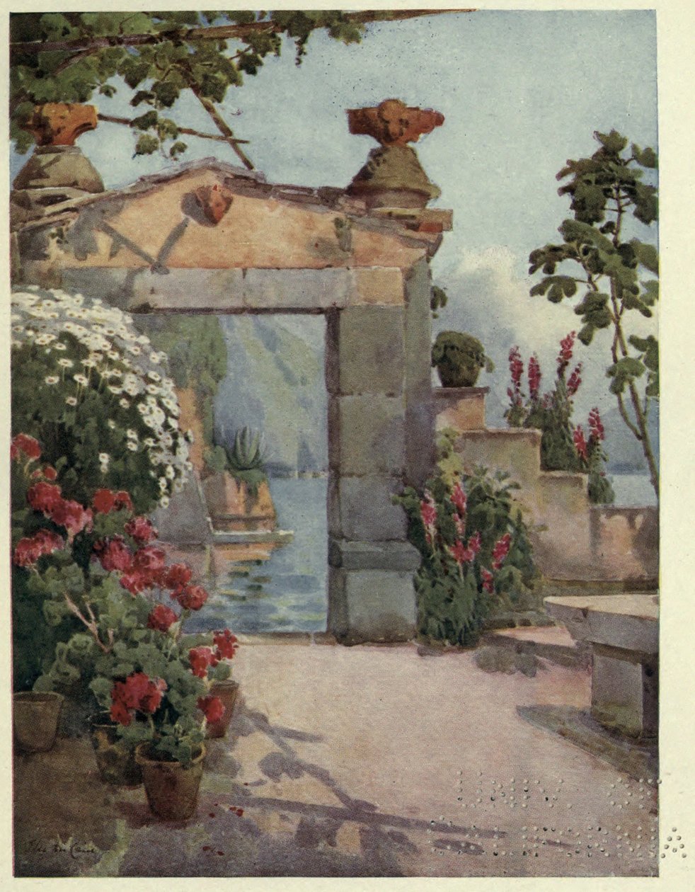 En døråpning ved Varenna, Lago di Como, illustrasjon fra 'The Italian lakes' av Richard Bagot av Ella Du Cane