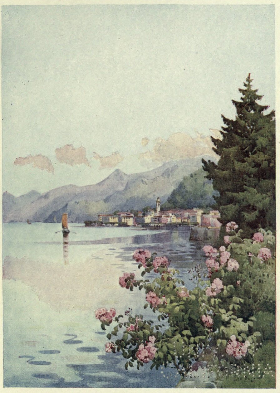Bellagio fra Villa Melzi, Lago di Como, Illustrasjon fra 