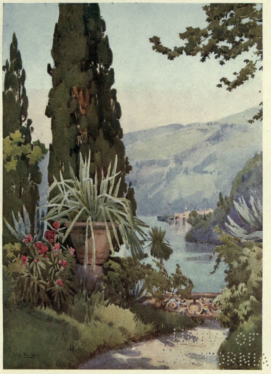I hagen til Villa Arconati, Lago di Como, illustrasjon fra 