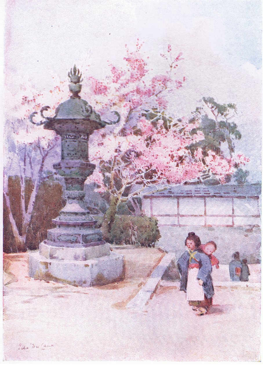 Japanske barn ca. 1900 (farge litho) av Ella Du Cane