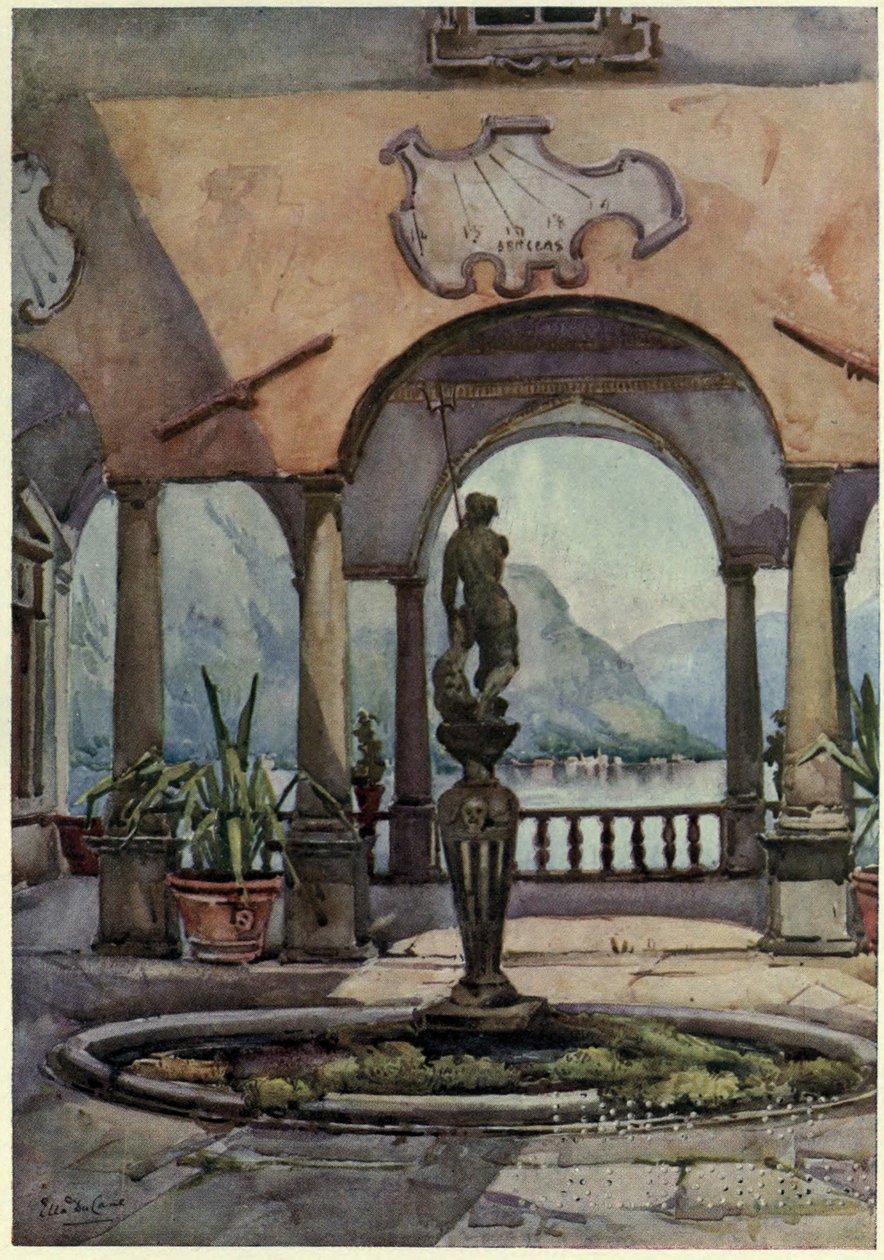 Loggiaen, Villa Pliniana, Lake di Como, Illustrasjon fra 'The Italian Lakes' av Richard Bagot av Ella Du Cane