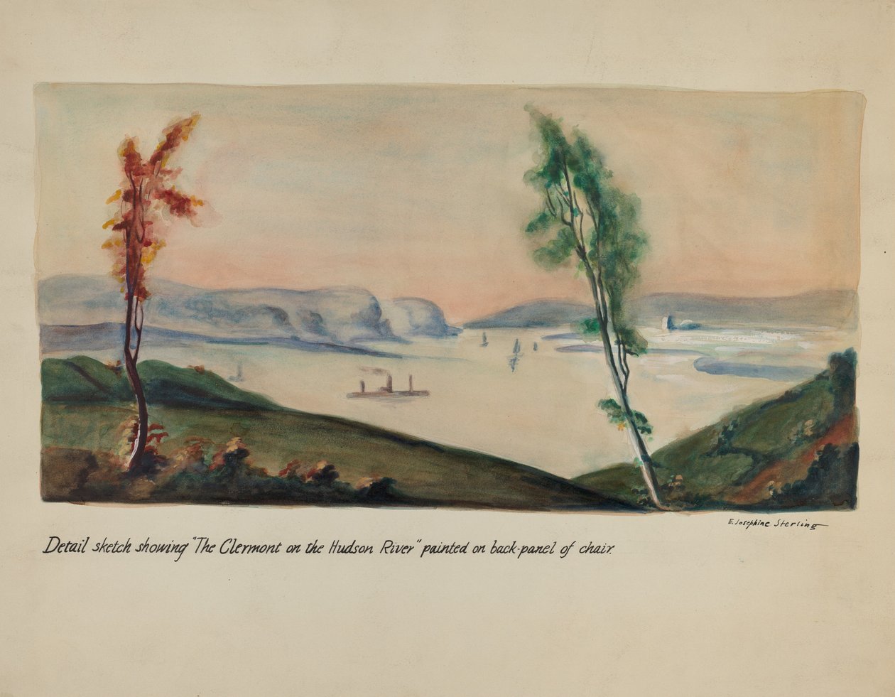 "Clermont on Hudson" maleri av Ella Josephine Sterling