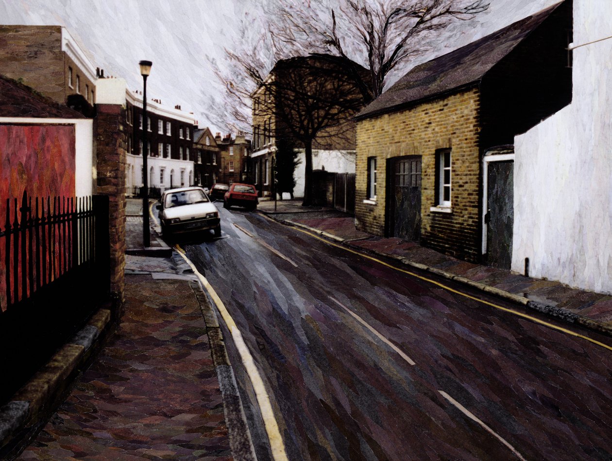Circus Street (Next to the Cheeseboard), 2000 (papirmosaikkcollage) av Ellen Golla