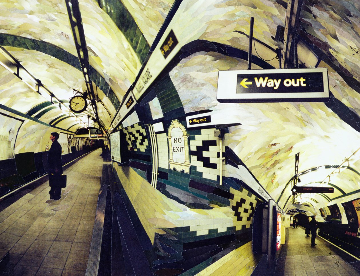 Way Out (Russell Square) 1998 (papirmosaikkcollage) av Ellen Golla